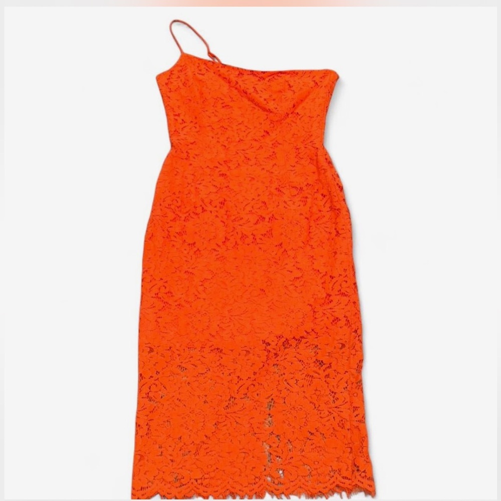 Bardot One Shoulder Dress in Vibrant Orange